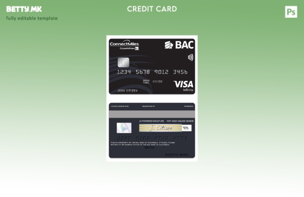 модерен стил шаблон за бесконечна картичка за виза на Банка на Гватемала BAC